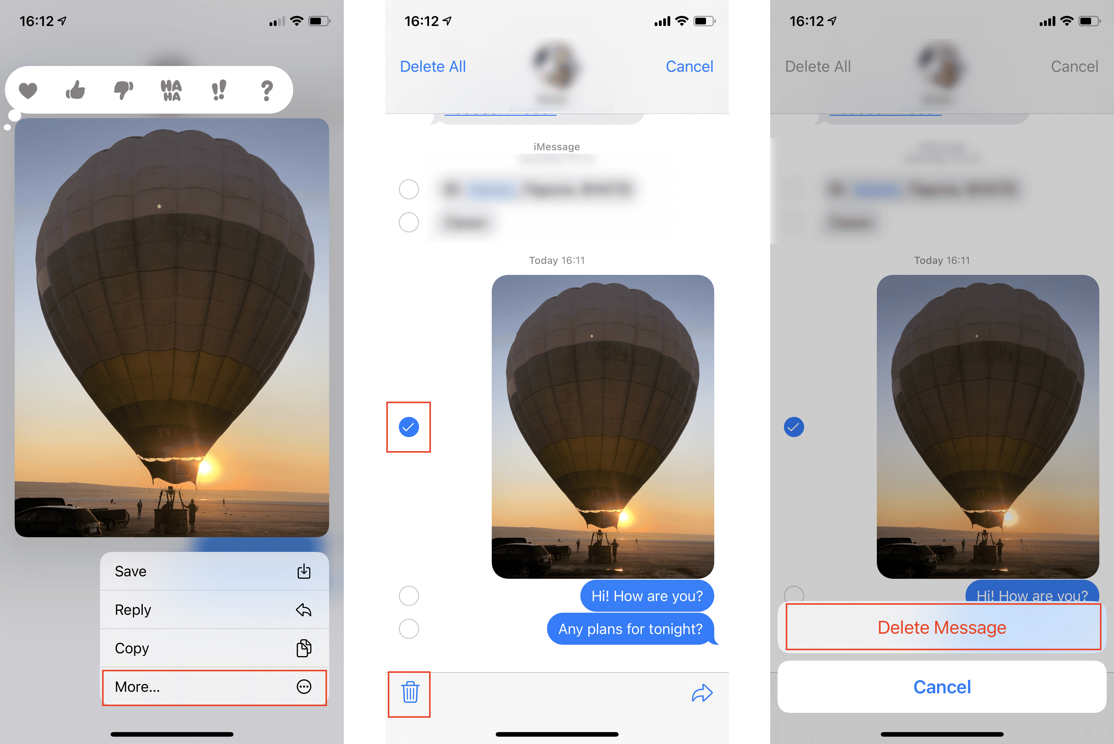 removing iMessage attachments on iPhone
