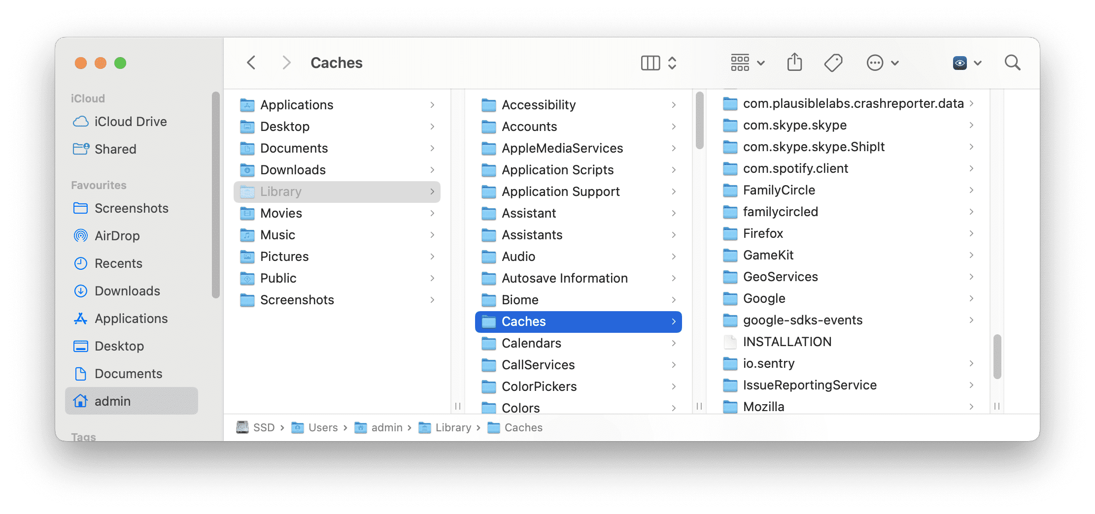 Finder window showing tmp folders