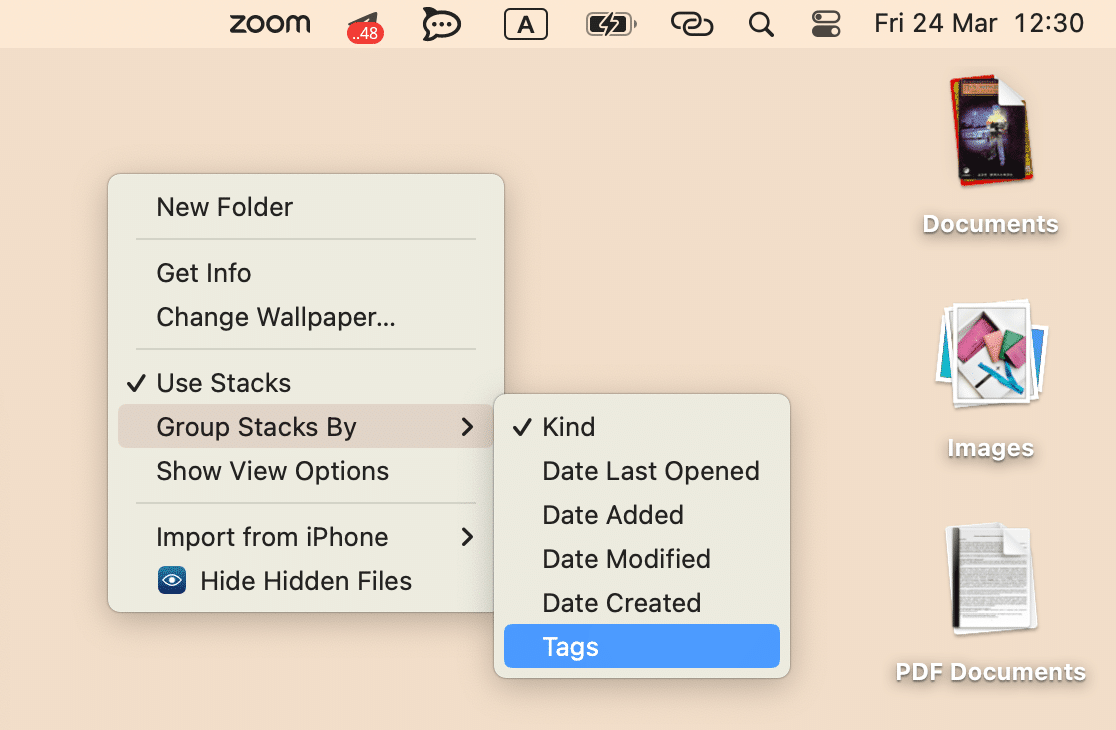 Grouping stacks on a Mac desktop