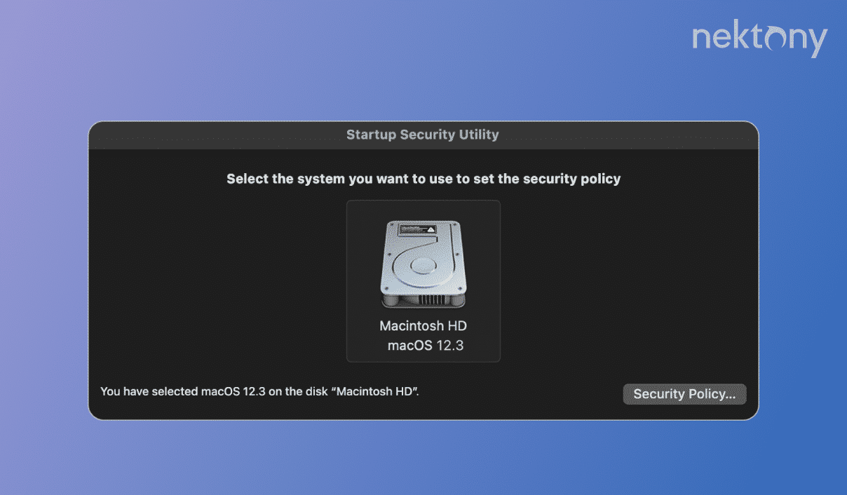 Startup Security Utility mac