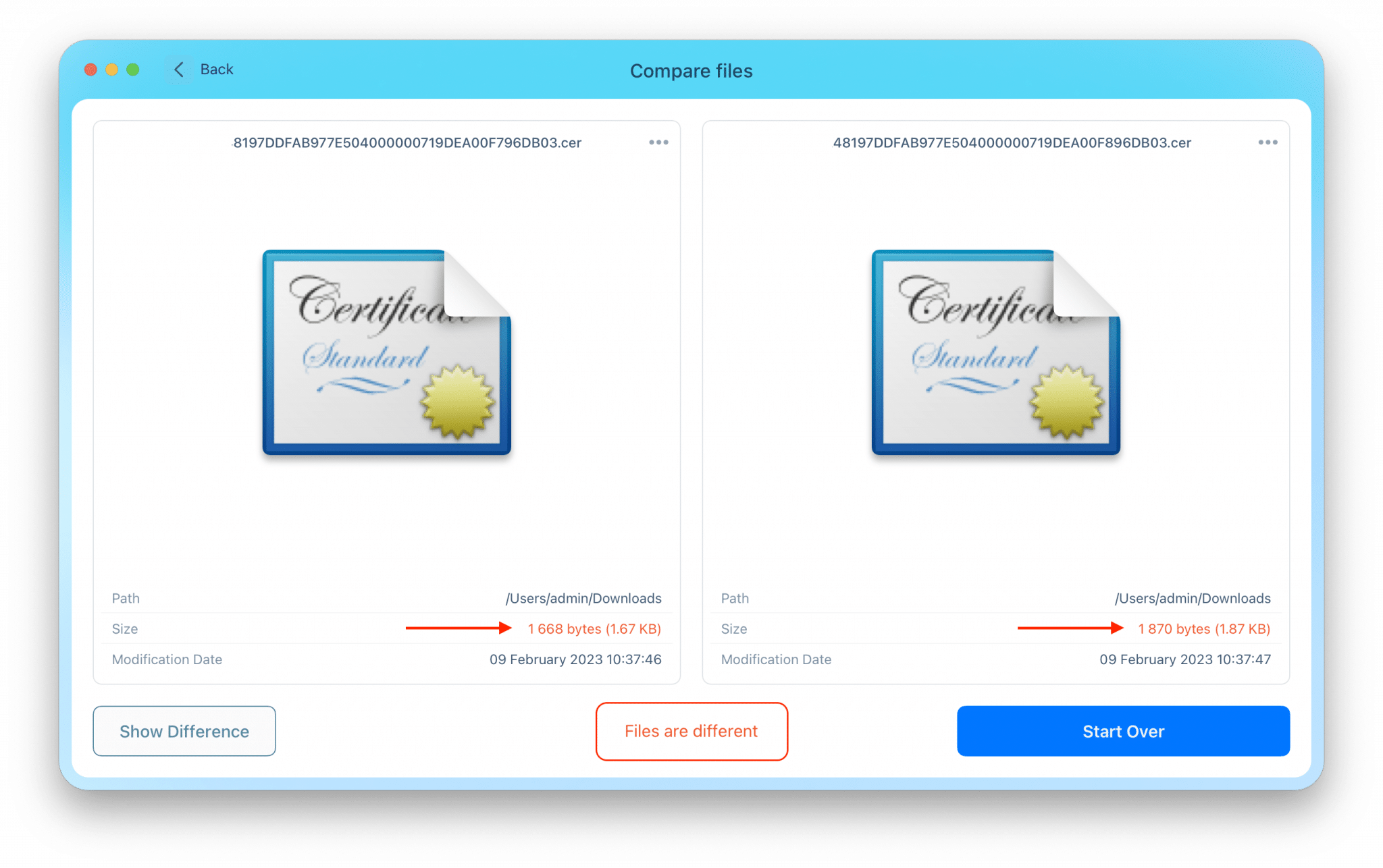 mac compare two files