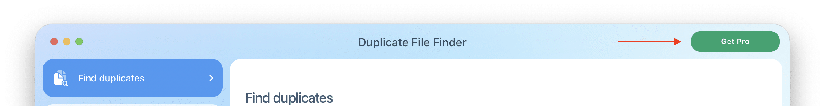 Duplicate File Finder showing the Get Pro button
