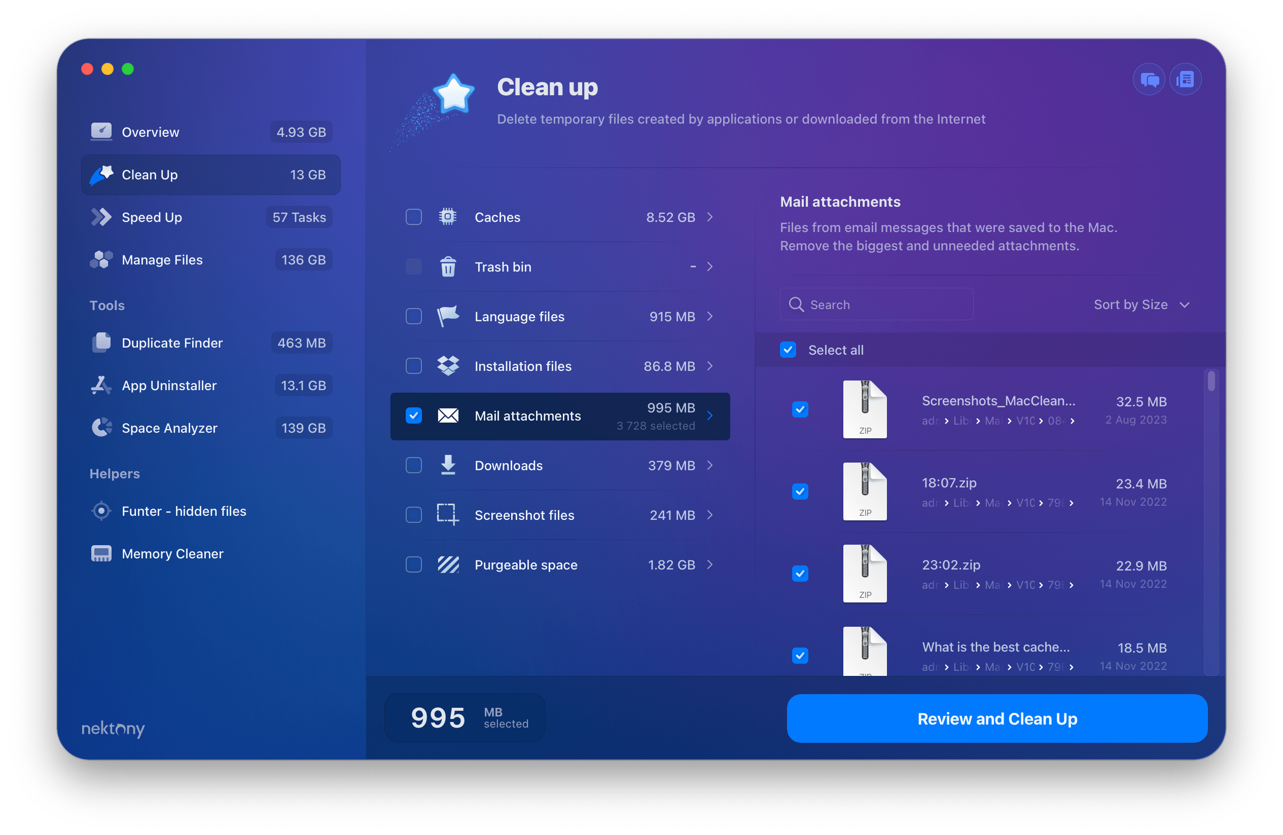 clean up mail attachments