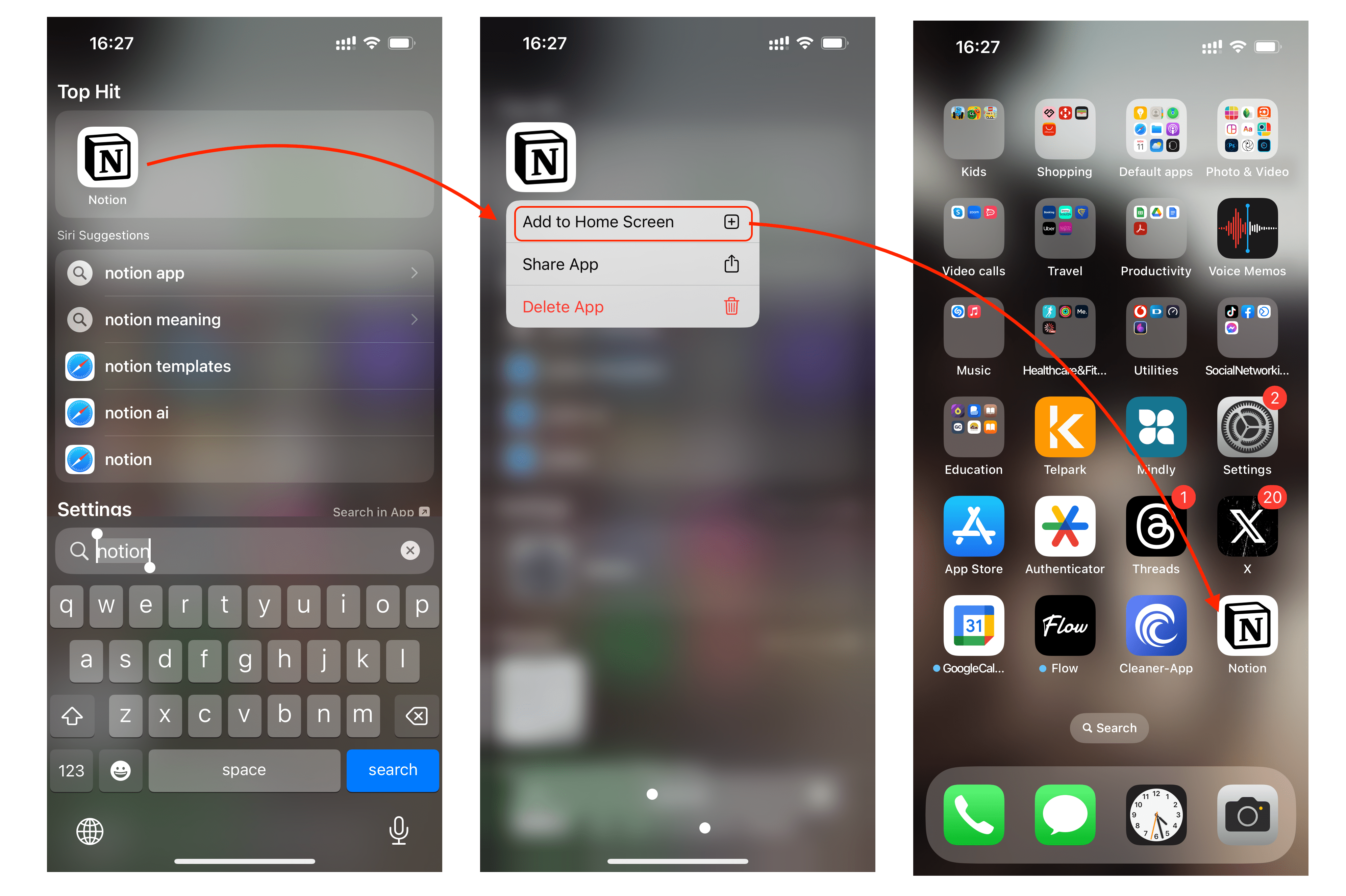 Unhiding apps on iPhone