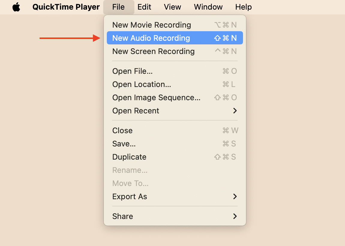 QuickTime Player menu bar