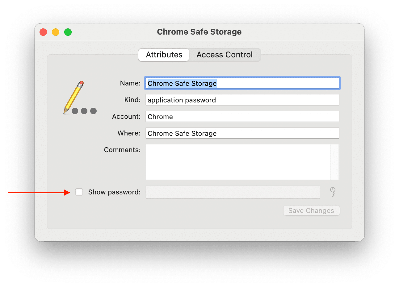 Showing passwords in Keychain Access