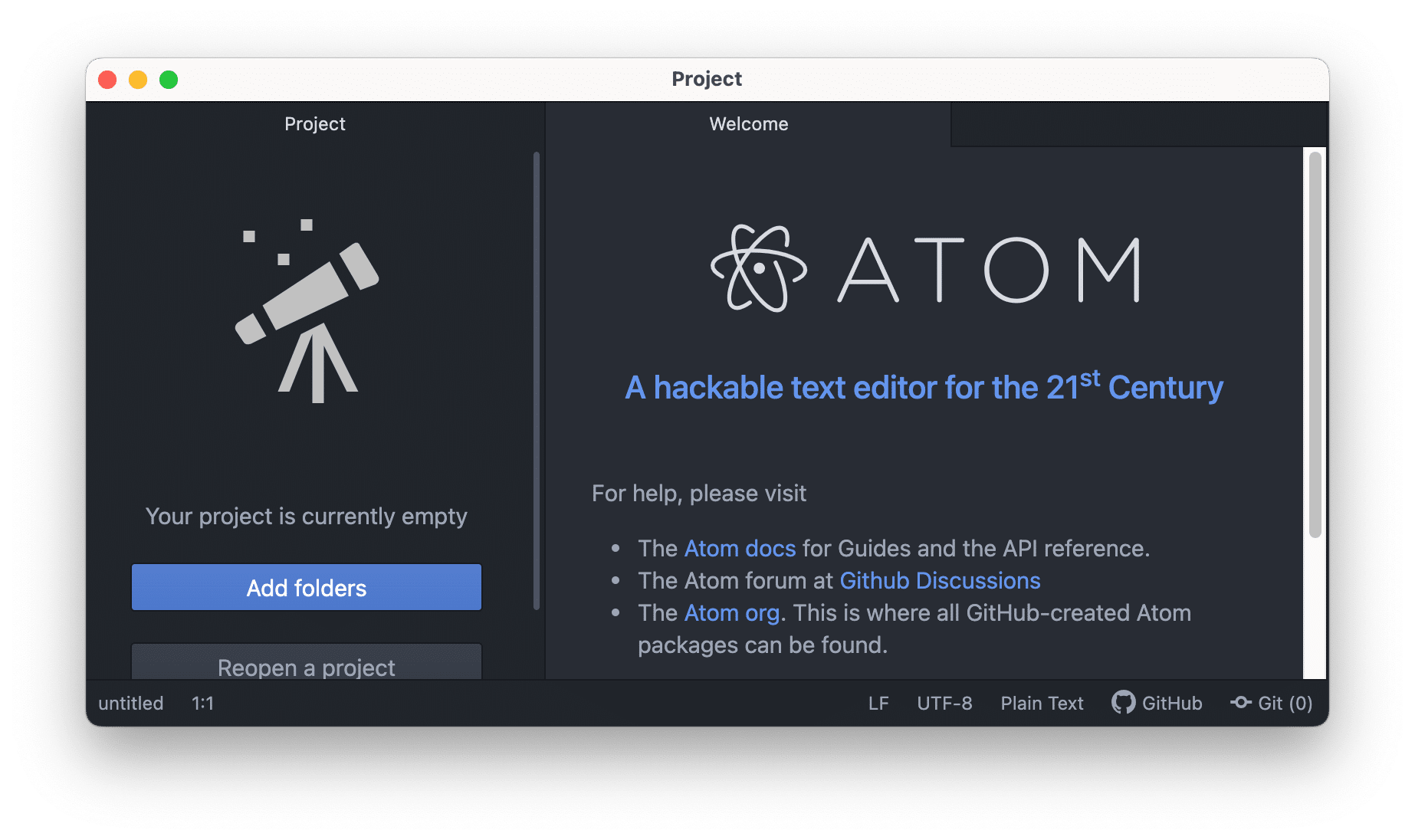 Atom text editor for Mac