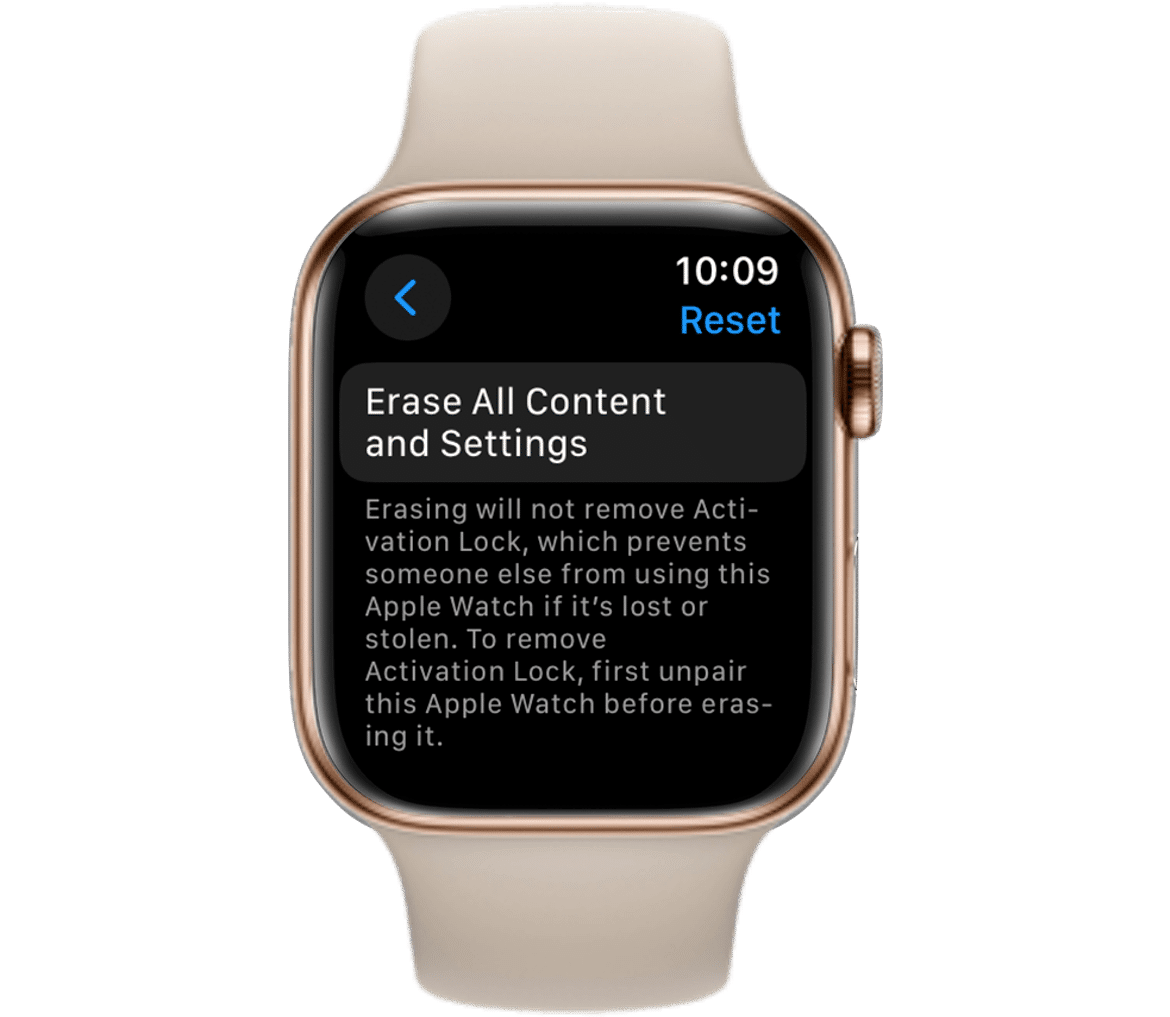 Apple Watch screen showing the option to are it
