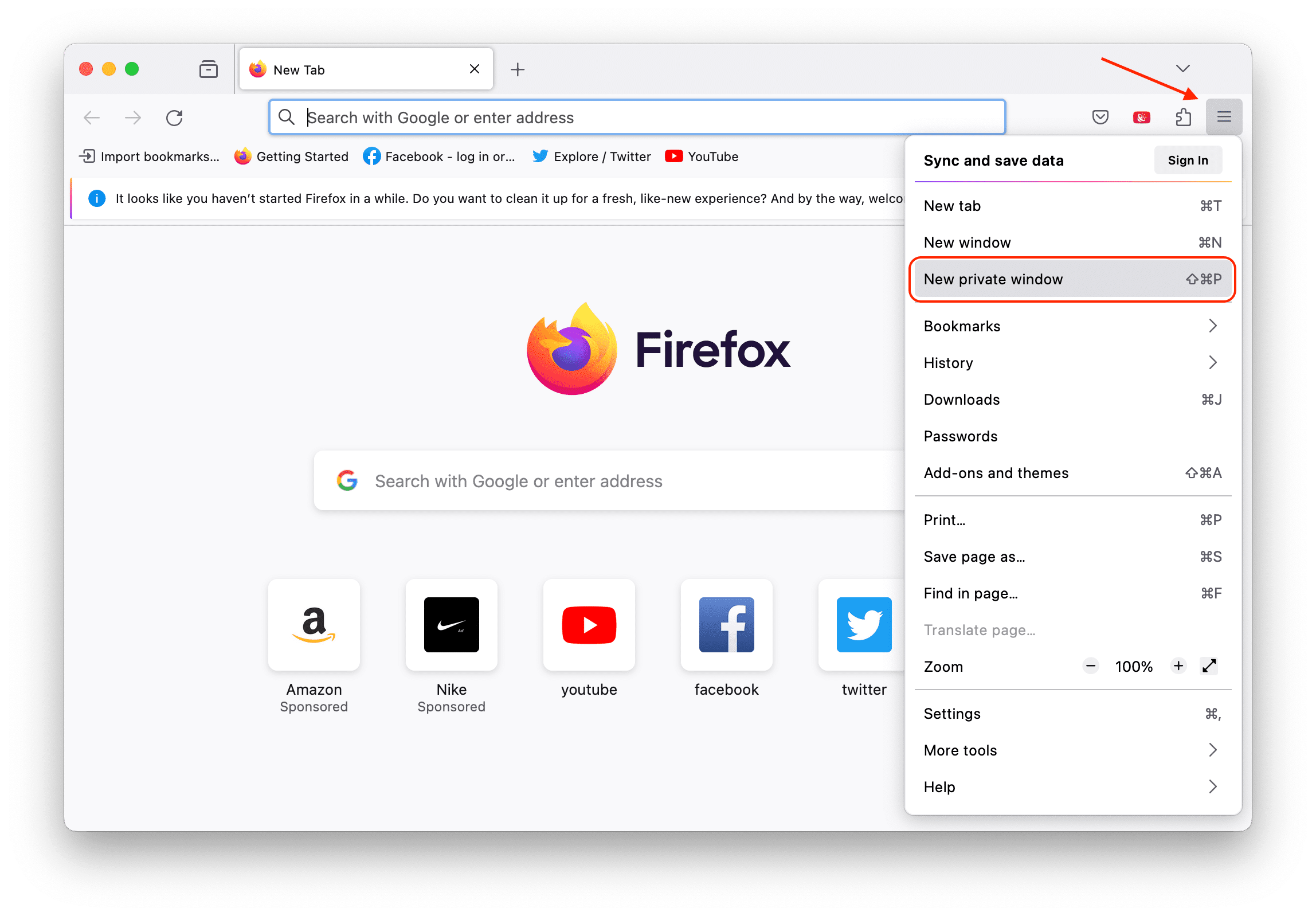 Firefox private mode