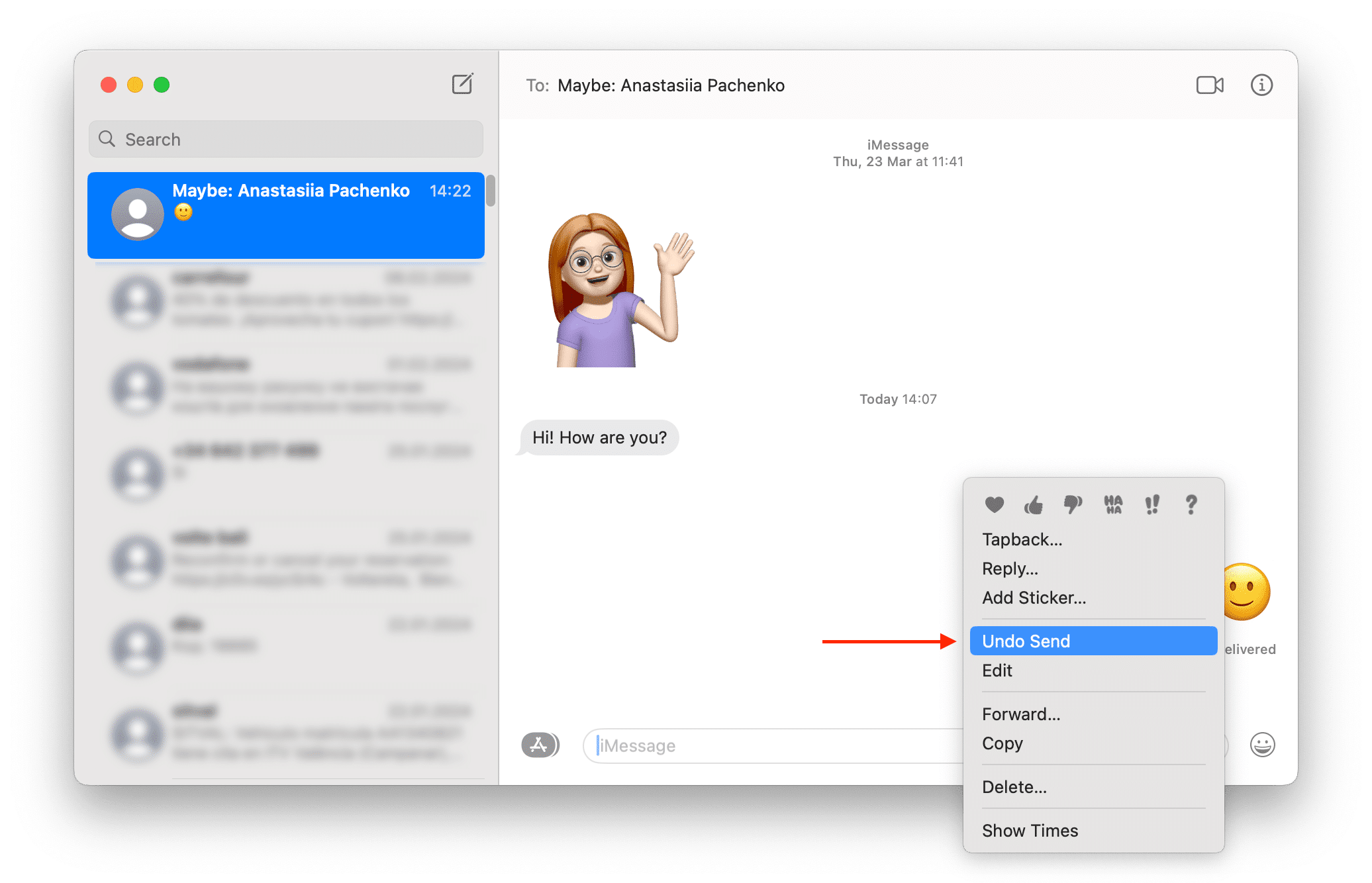 Unsending iMessage on Mac