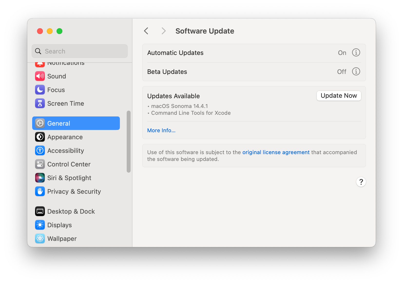 macOS update window