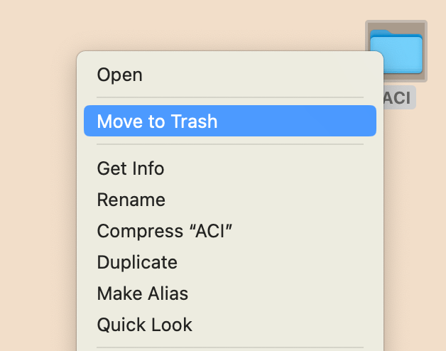 Moving icon to the Trash