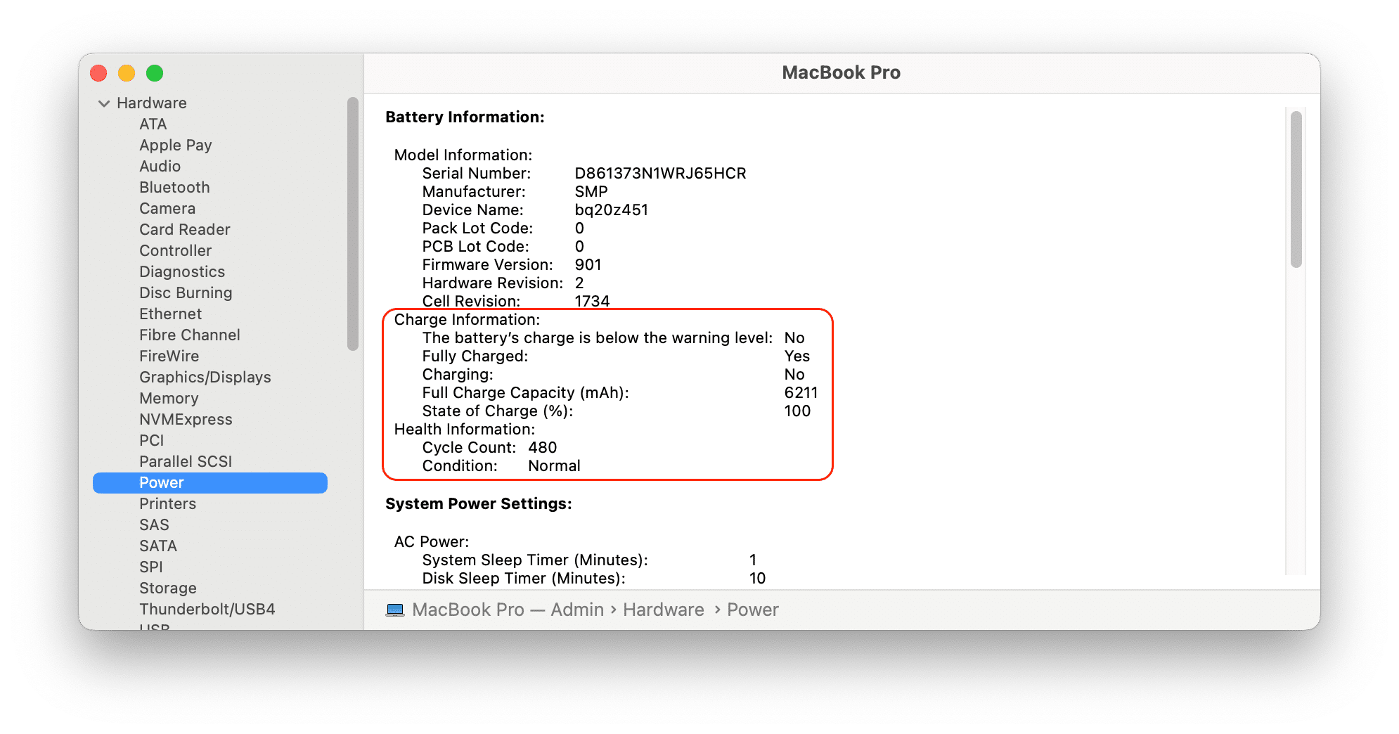 System information window