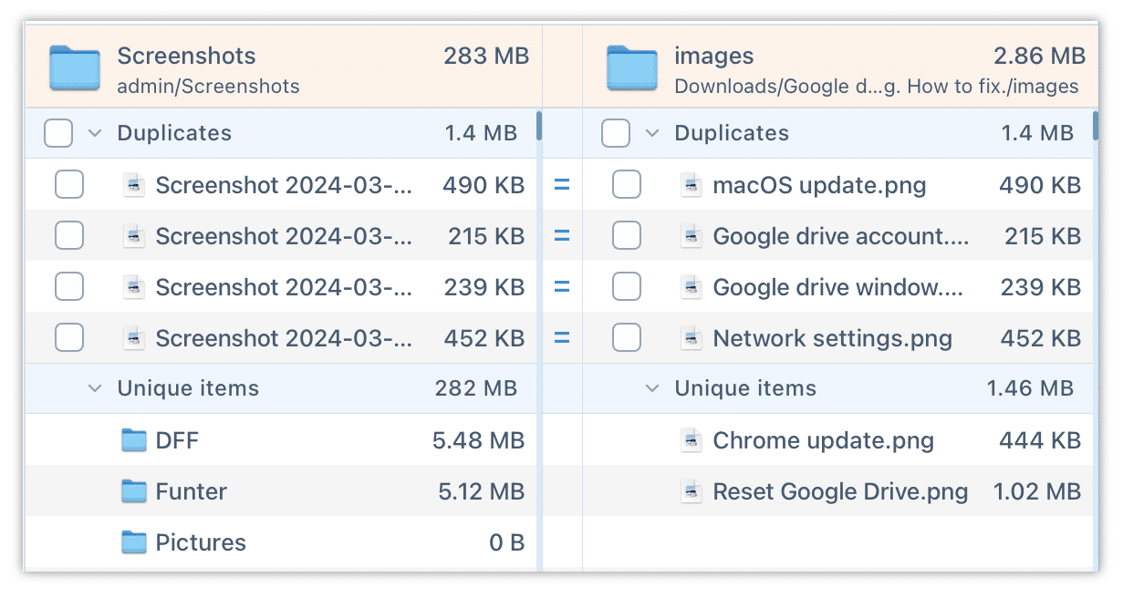 Similar folders on Mac