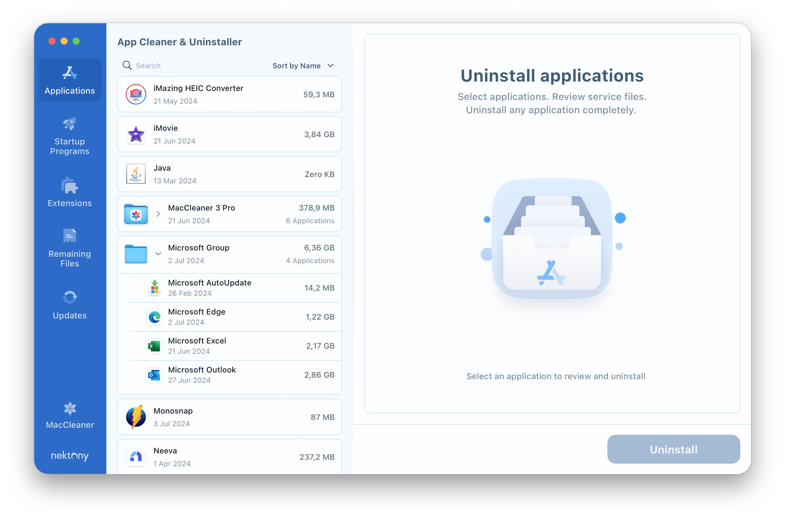 App Cleaner Uninstaller window