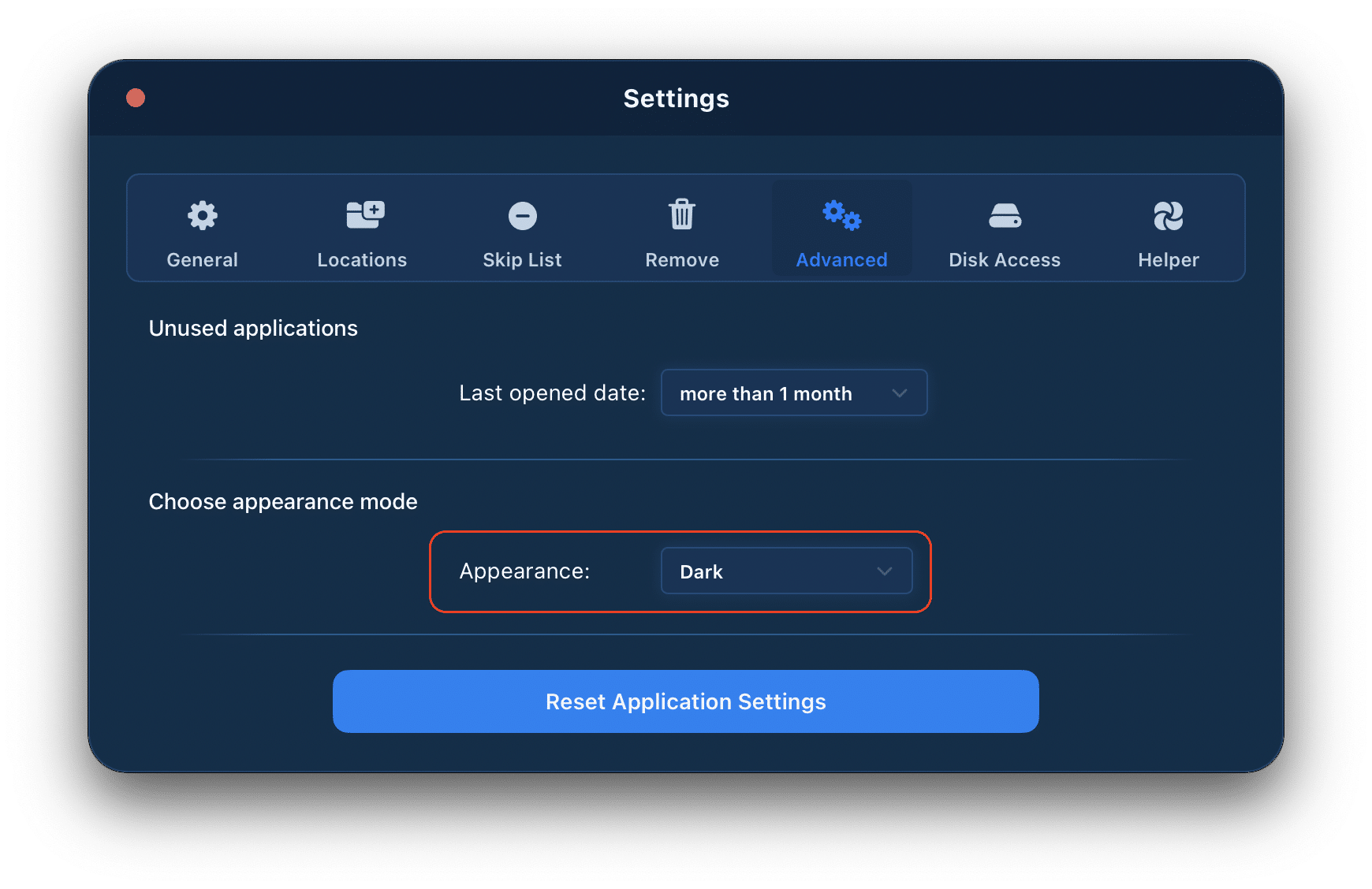Switching on Dark Mode in App Cleaner & Uninstaller