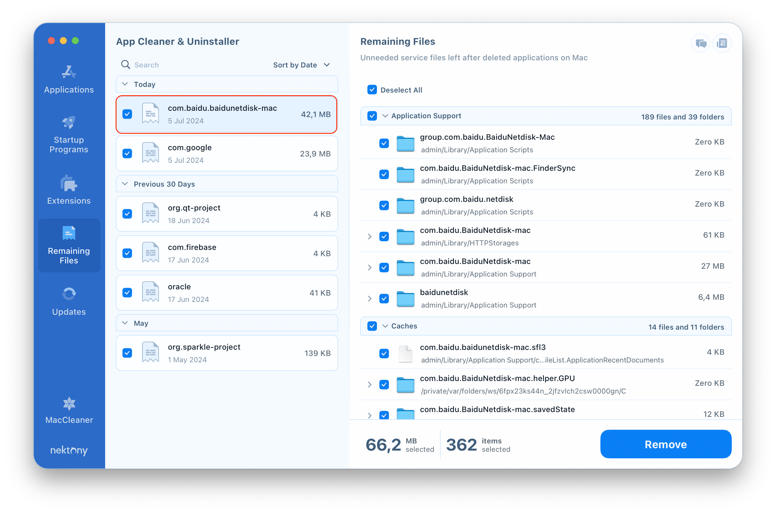 Deleting BaiduNetDisk remaining files