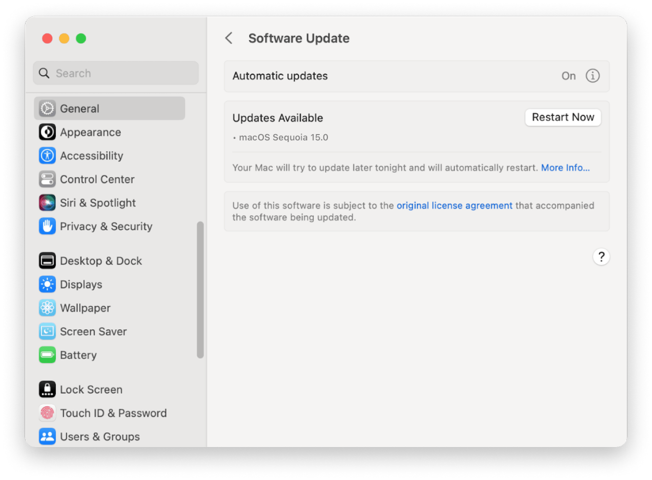 macOS software update