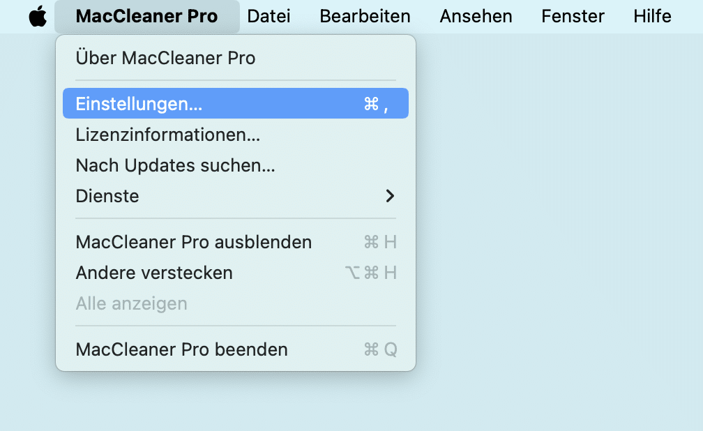 MacCleaner Pro settings