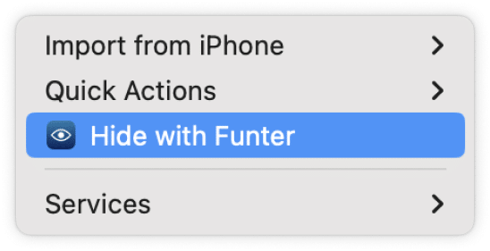 unhide with funter