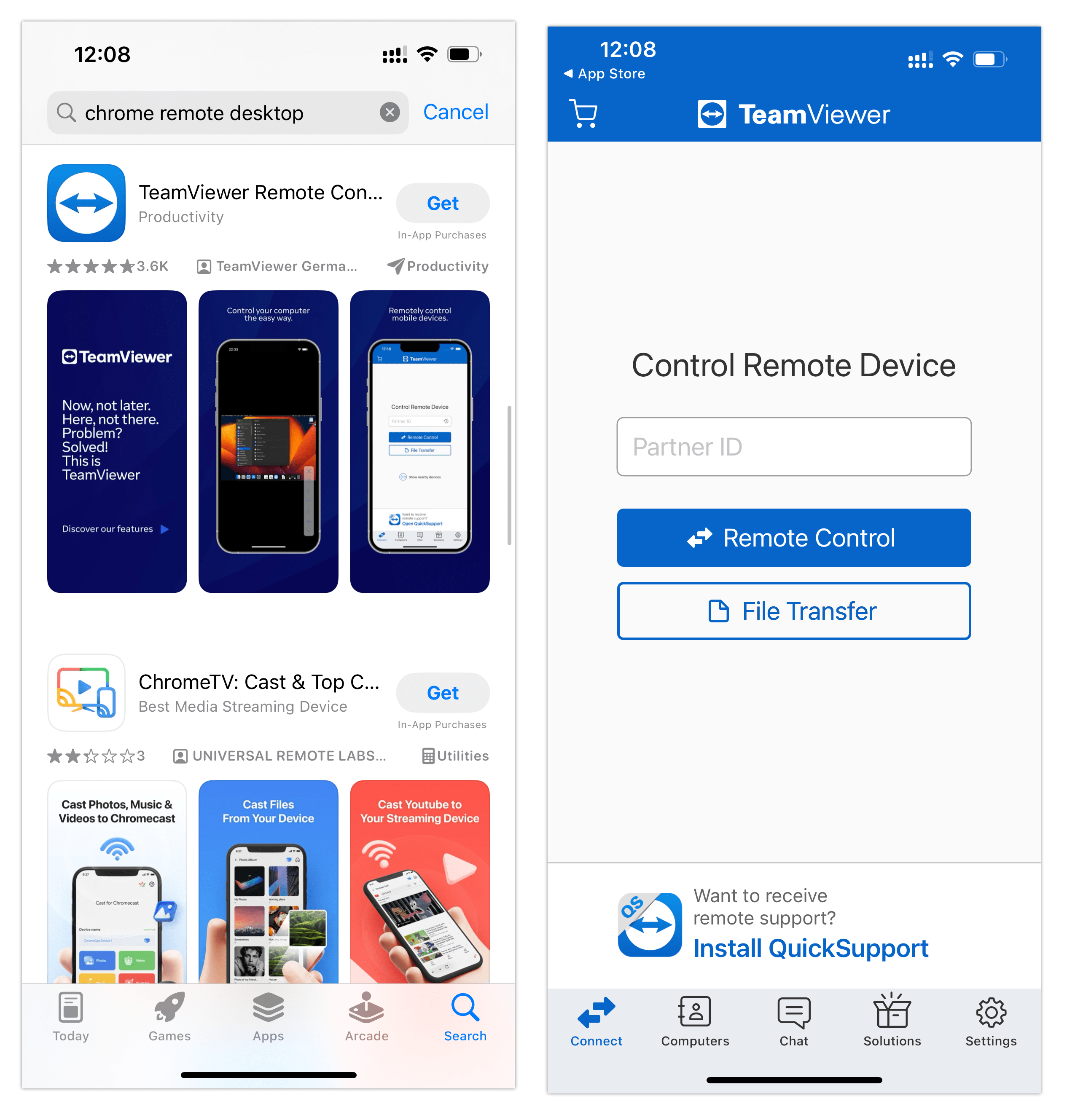 Installing Teamviewer on iPhone