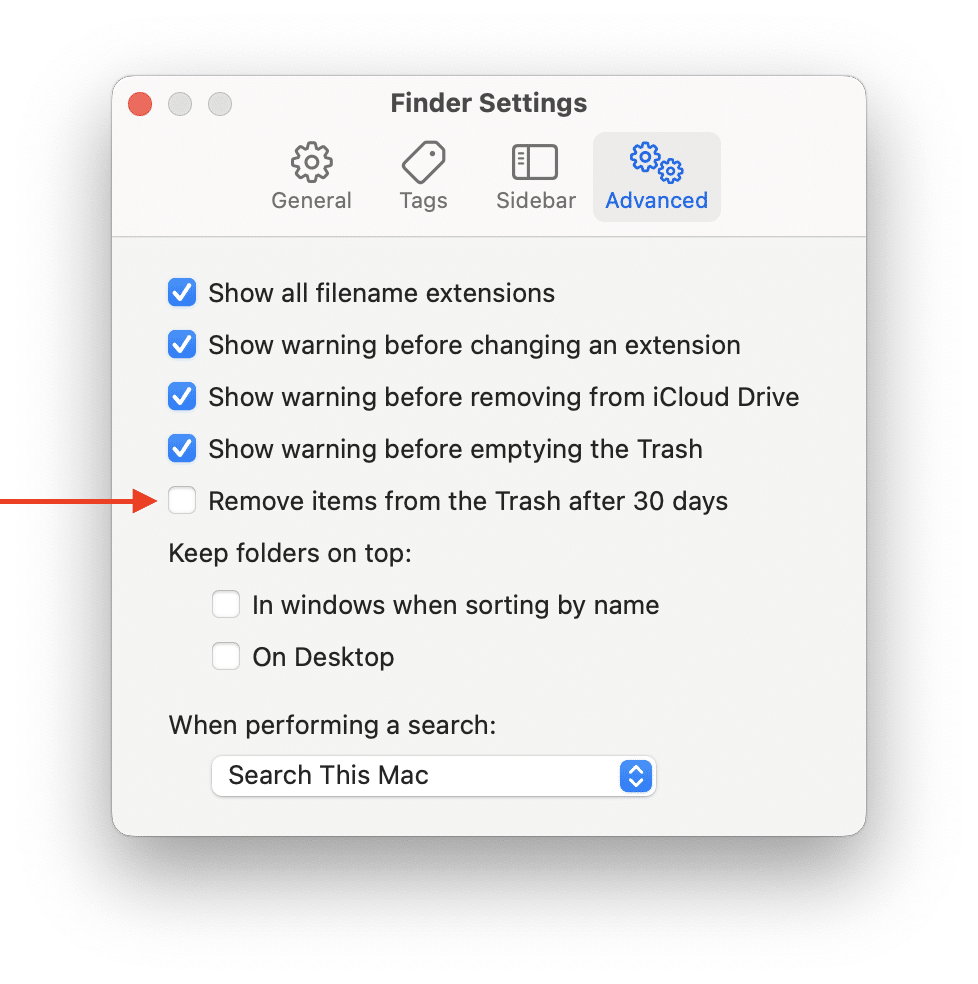  Finder Settings window