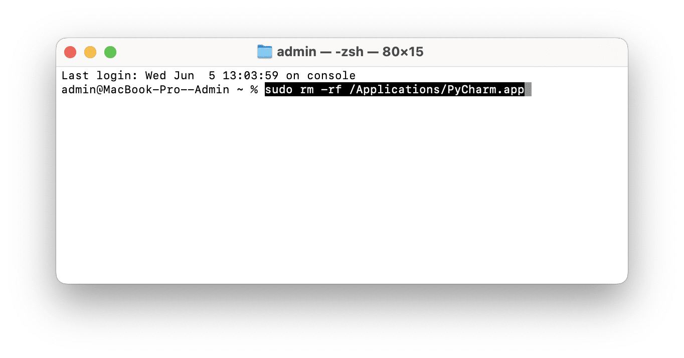 Delete Pycharm with Terminal