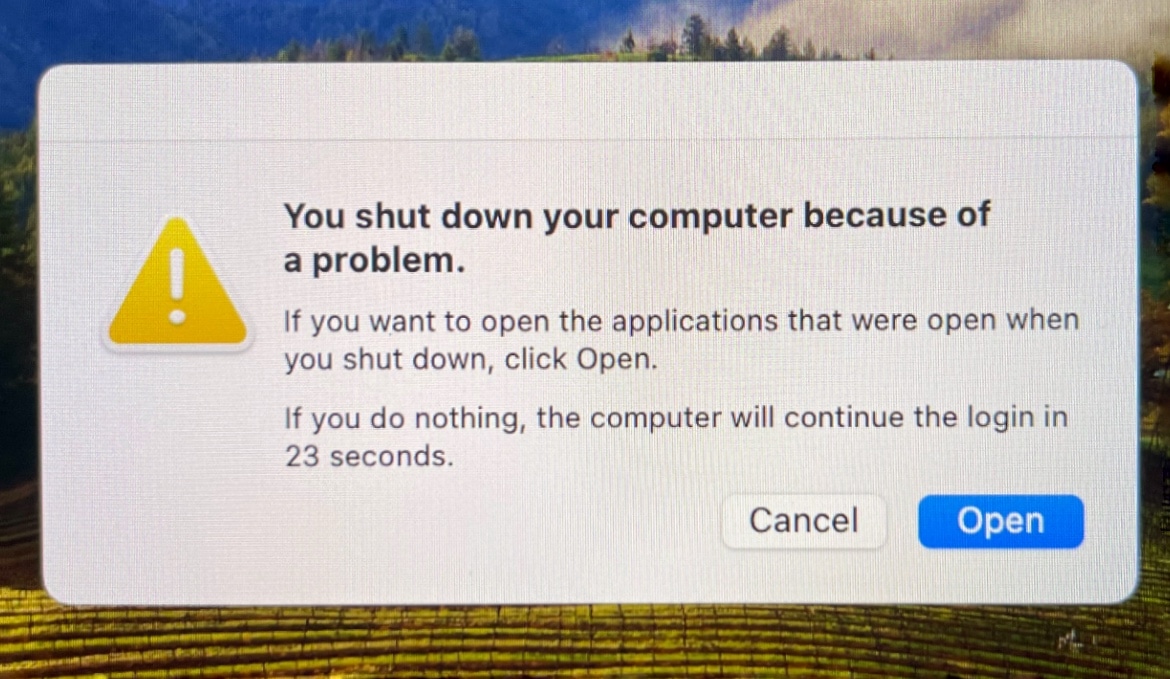  Alert about shutting down a computer