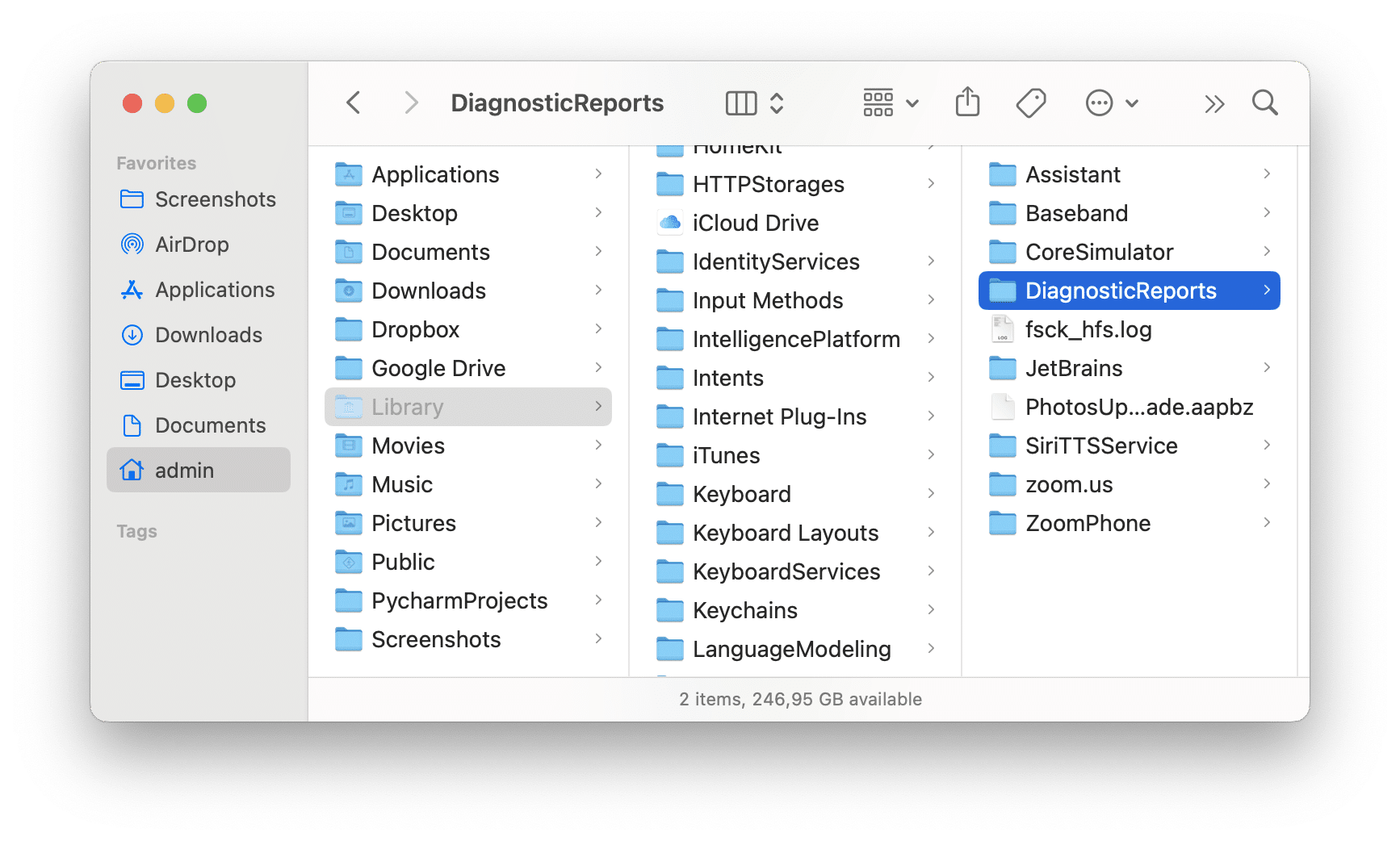 DiagnosticRports folder