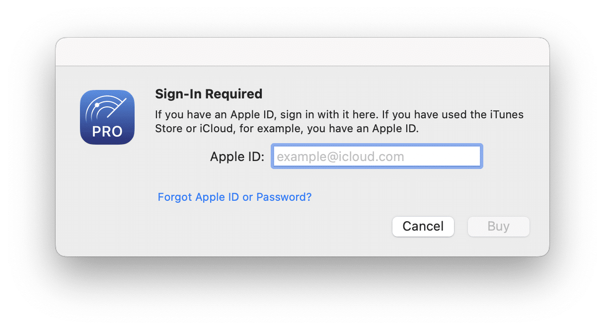 sign-in to App Store window