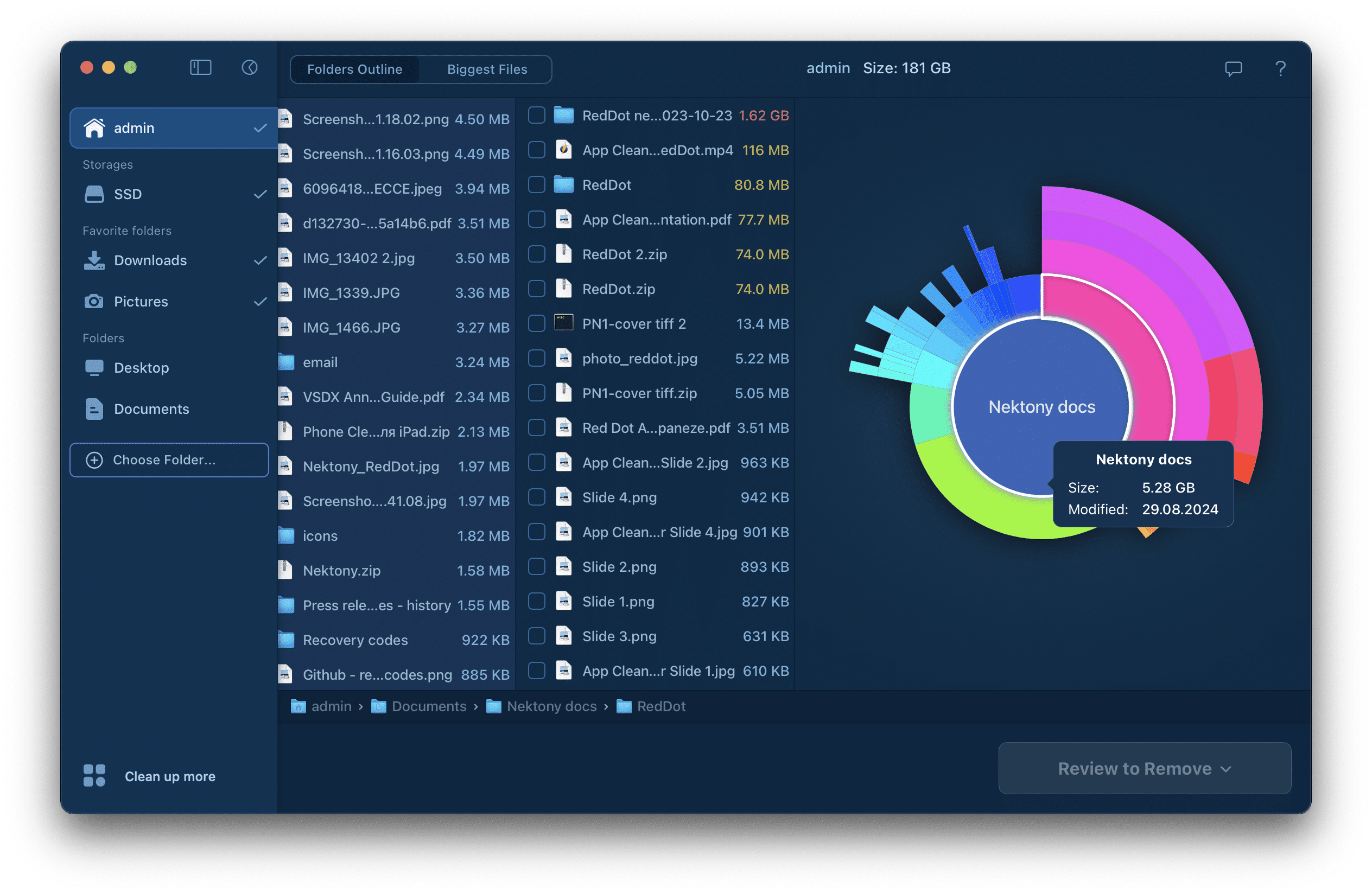 Navigating through folders