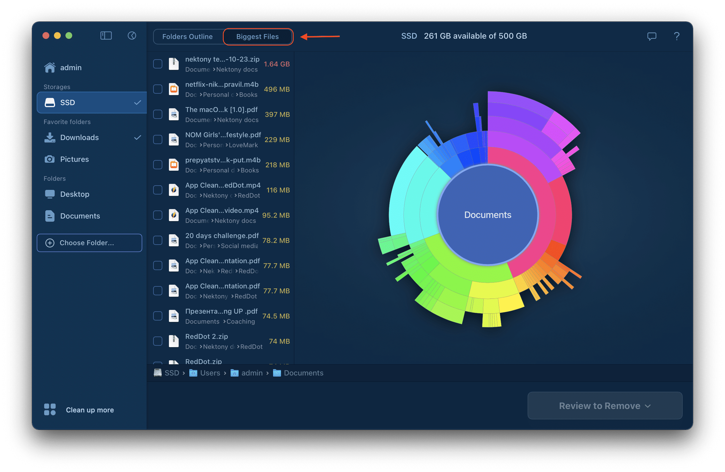 Big files in Disk Space Analyzer