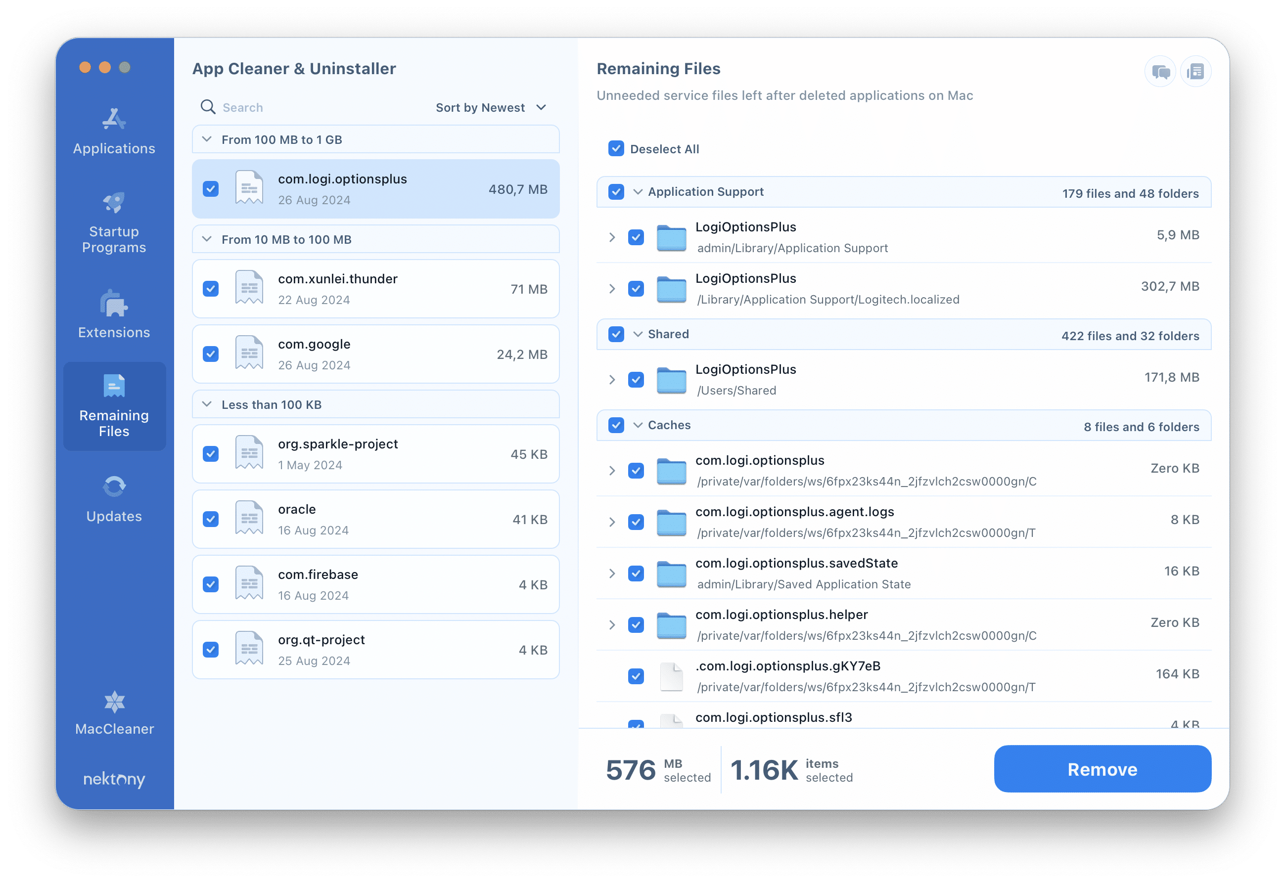 Uninstall Logi Options+