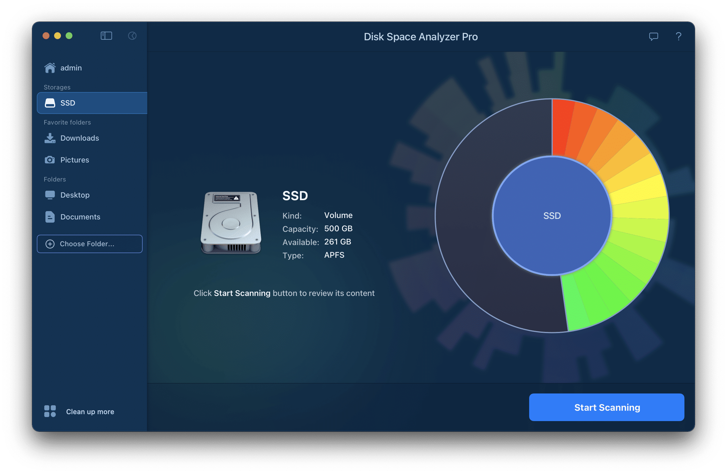 Choosing a folder to scan with Disk Space Analyzer