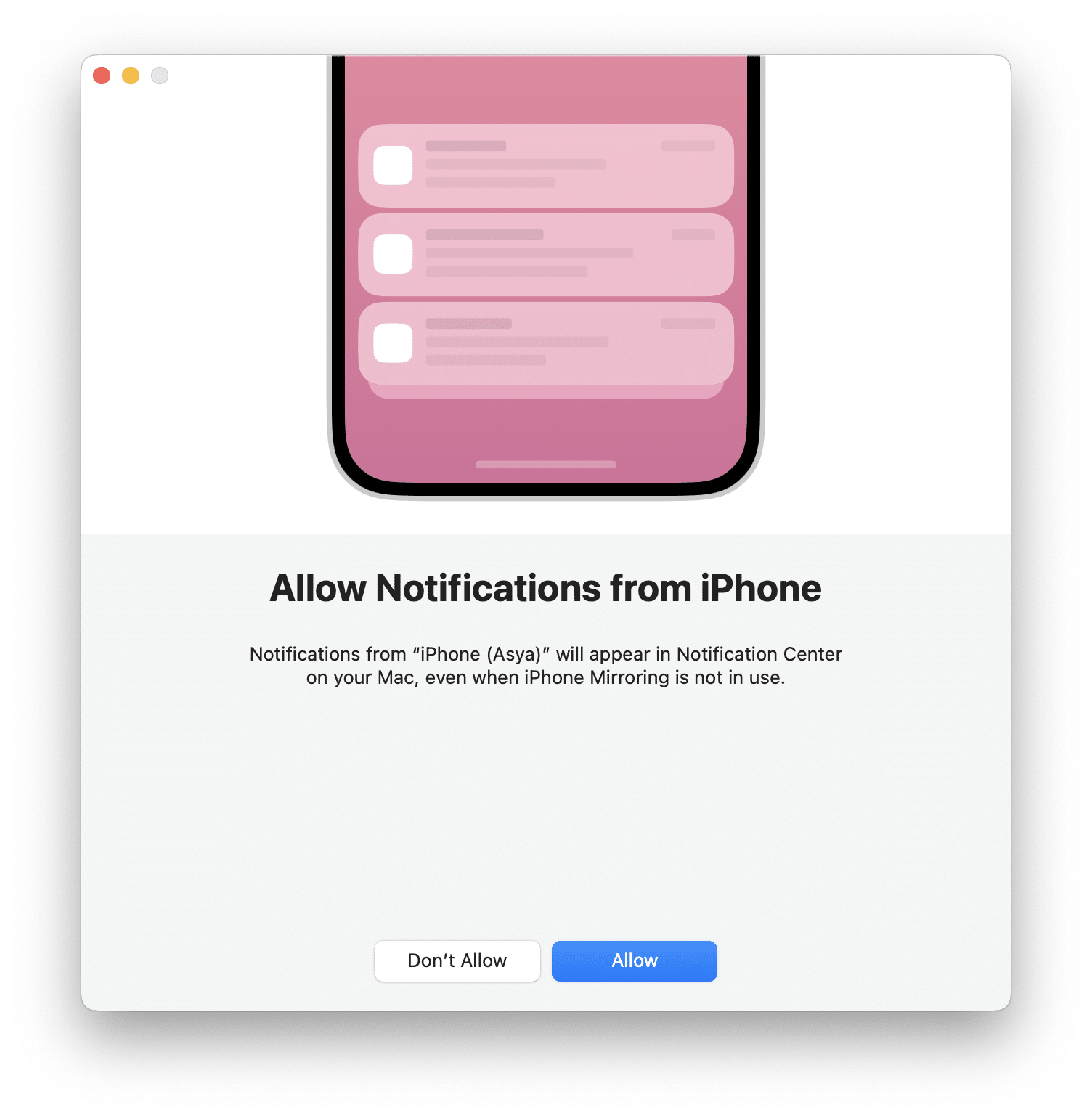 Allowing notifications on Mac from Mac