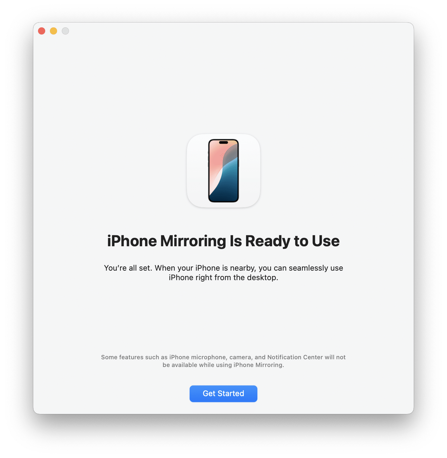 iPhone mirroring is ready to use