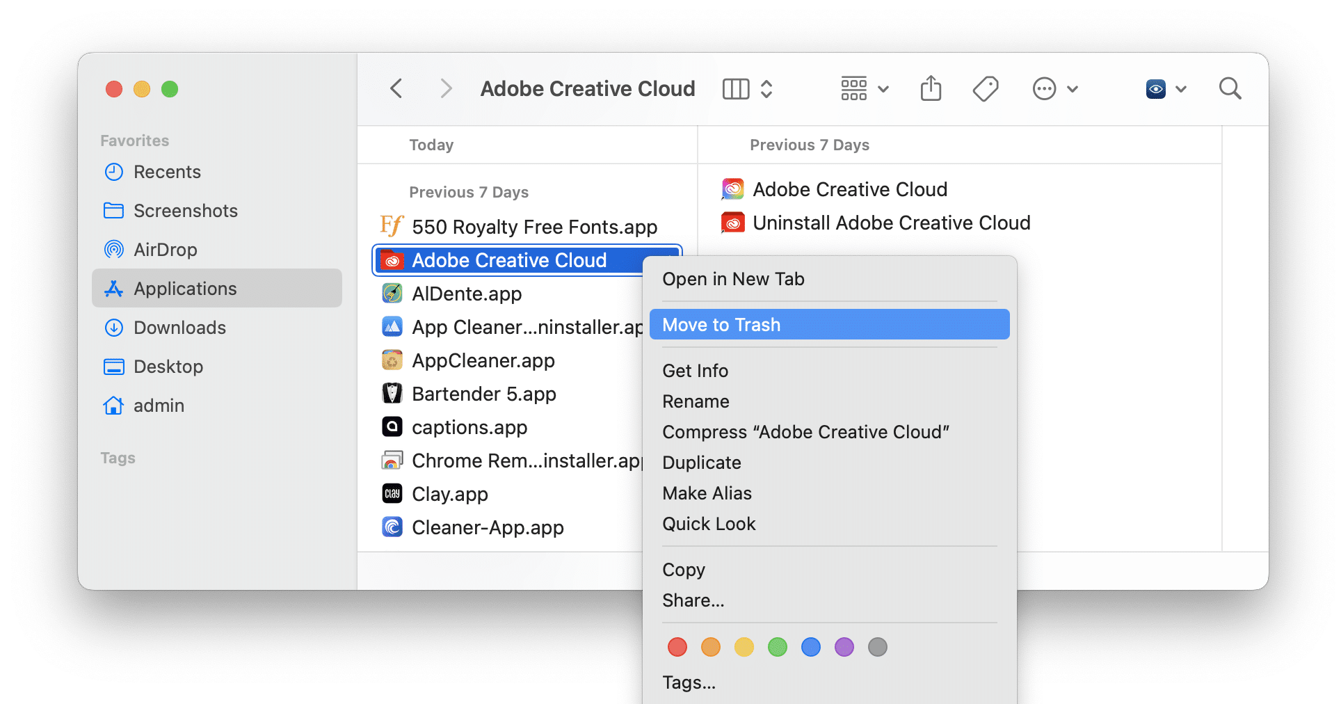 Removing Adobe Creative Cloud