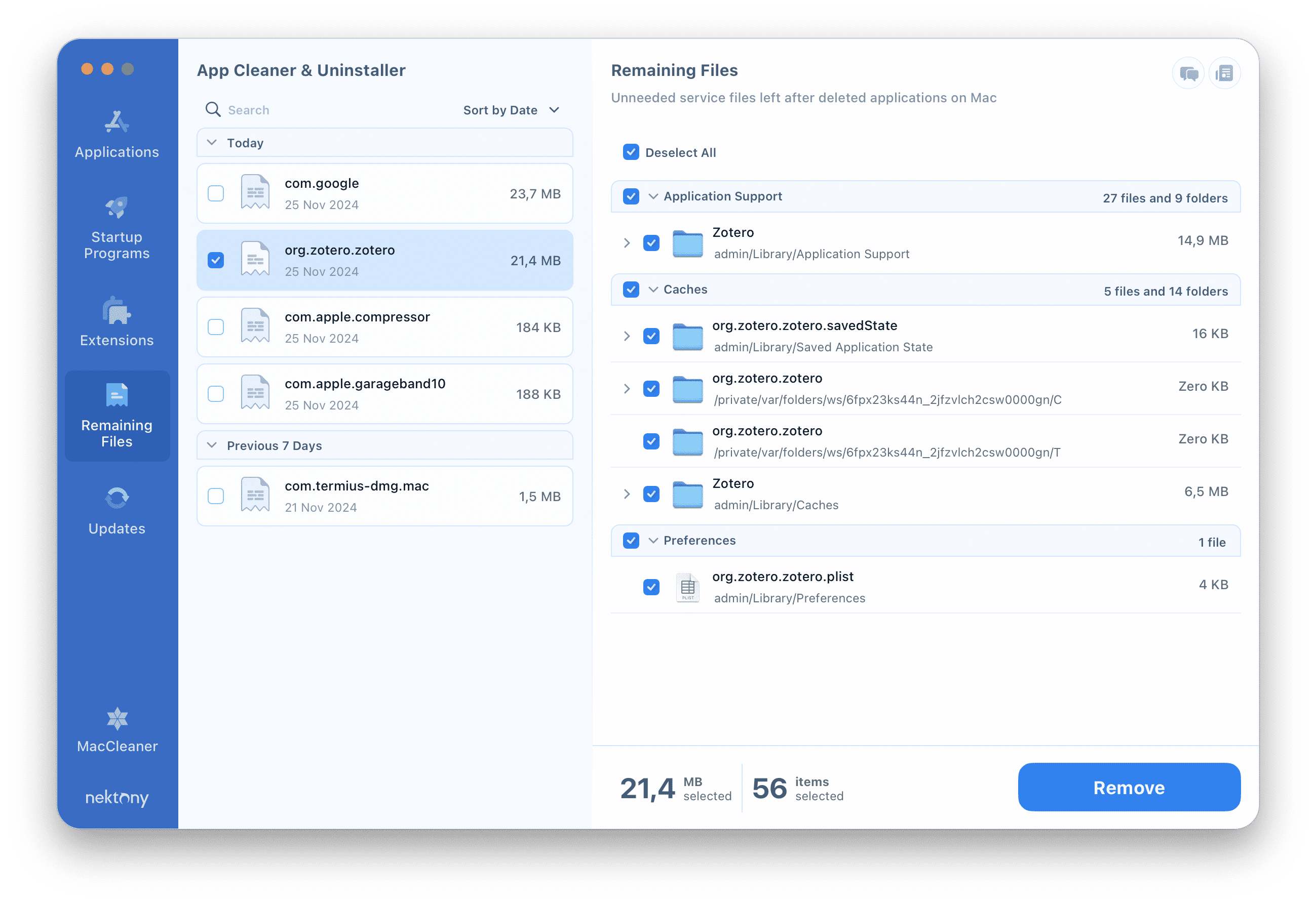 Zotero remaining files