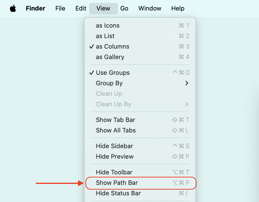 Showing Path bar in Finder