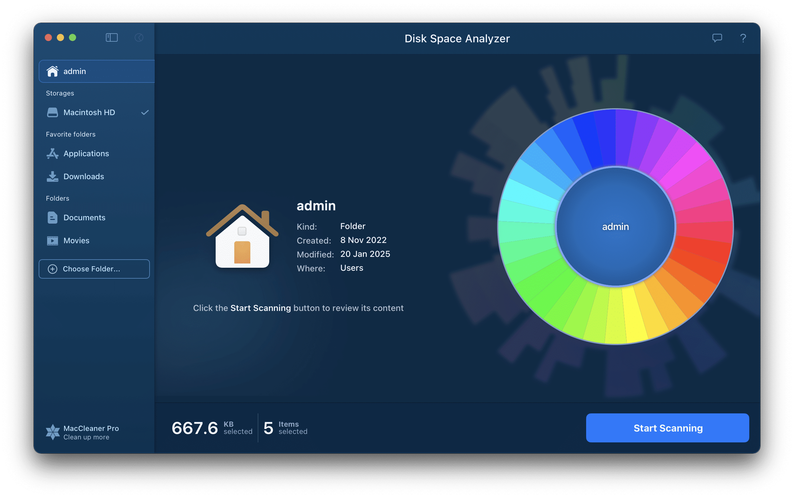 Choosing a folder to scan with Disk Space Analyzer