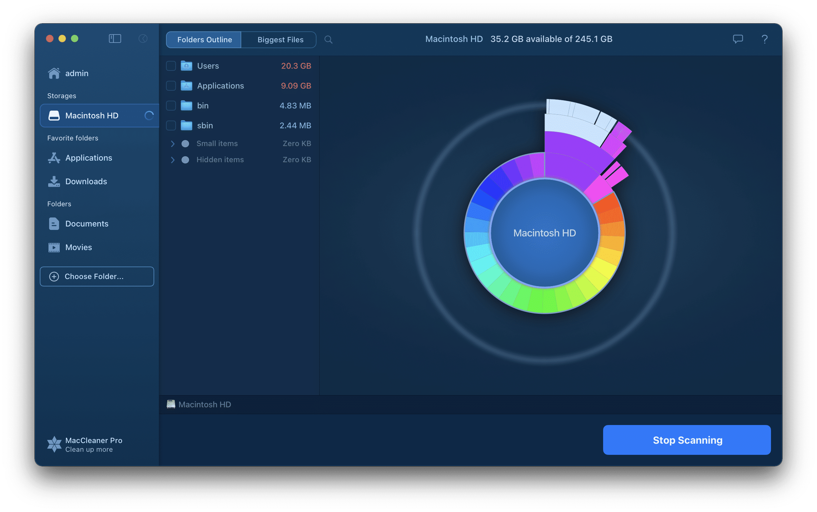 Scanning process in Disk Space Analyzer