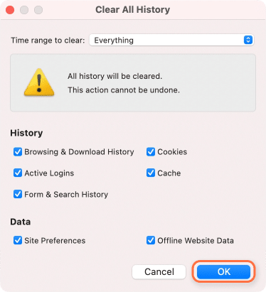 Move to Trash option selected for Firefox app