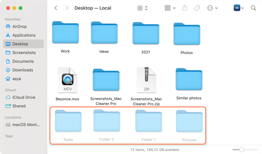 Finder with hidden folders on USB drive highlighted