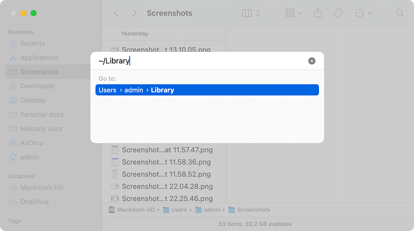 Go to the folder search panel