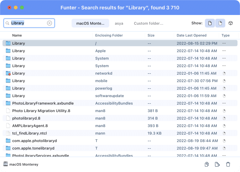 Accessing library folder with Funter