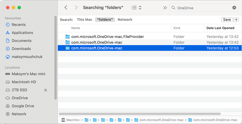 OneDrive leftover data