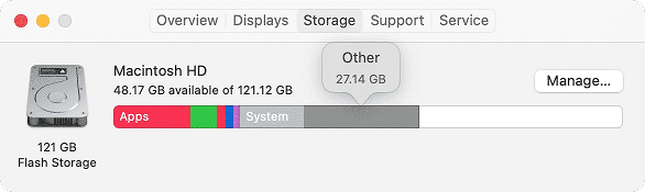 Mac storage usage panel showing Other volume