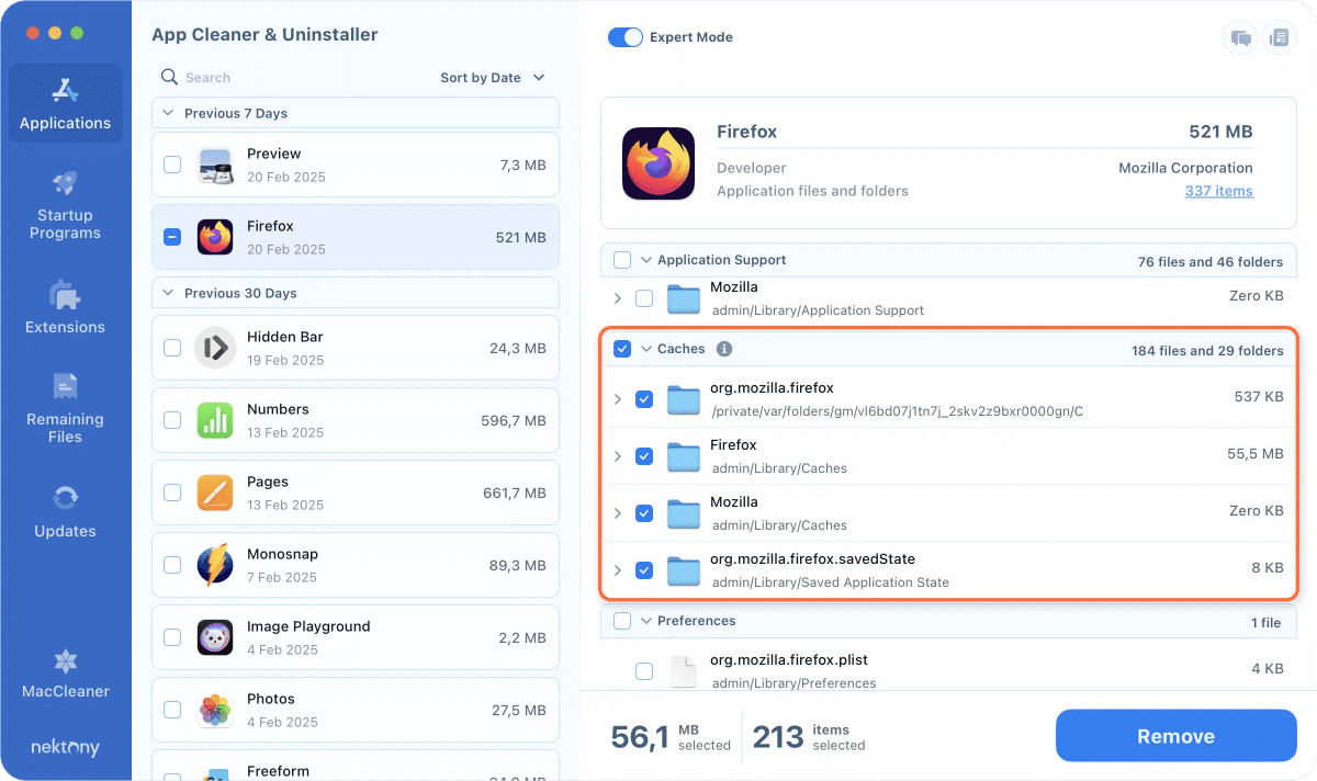 remove firefox cache