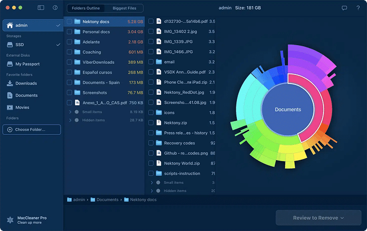The app window showing Mac disk usage