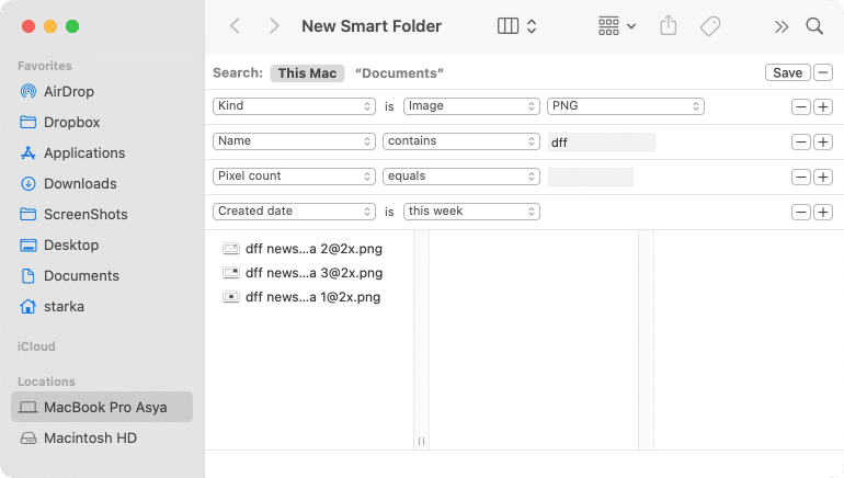 Smart Folder showing possible duplicate files